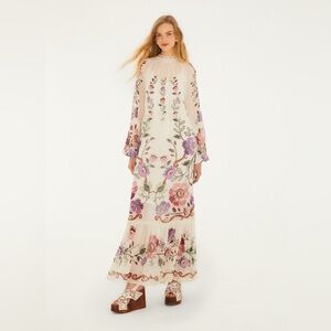 Farm Rio Cream Rococo Flowers Lace Maxi Dress